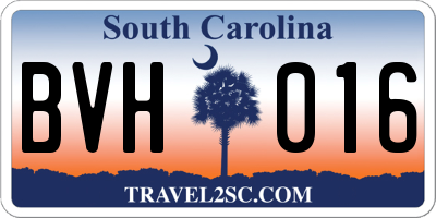 SC license plate BVH016