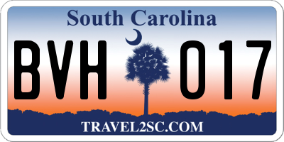 SC license plate BVH017