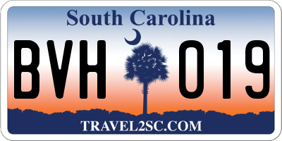 SC license plate BVH019
