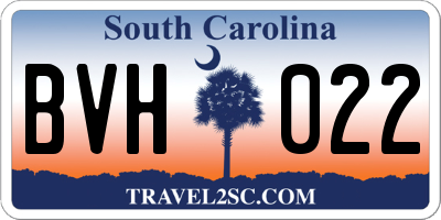SC license plate BVH022