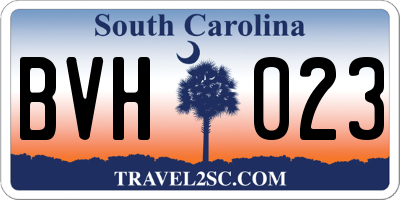 SC license plate BVH023