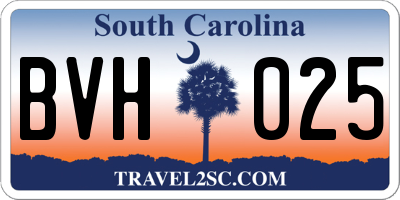 SC license plate BVH025