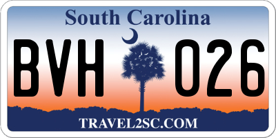 SC license plate BVH026