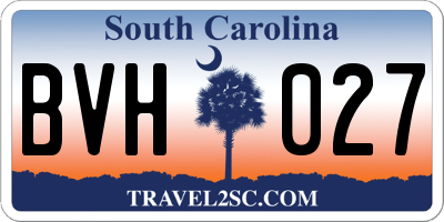 SC license plate BVH027