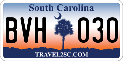 SC license plate BVH030