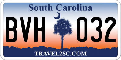 SC license plate BVH032