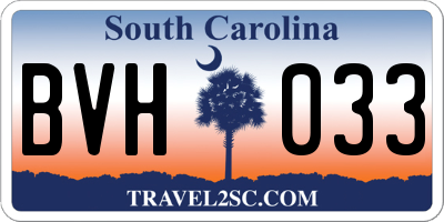 SC license plate BVH033
