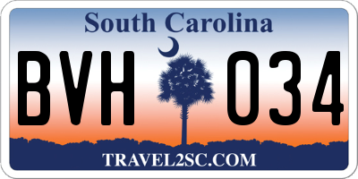 SC license plate BVH034