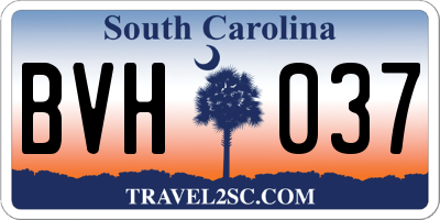 SC license plate BVH037