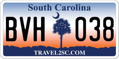 SC license plate BVH038