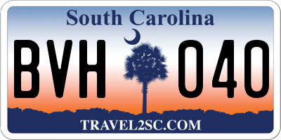 SC license plate BVH040