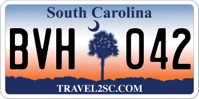 SC license plate BVH042