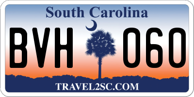 SC license plate BVH060