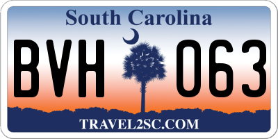SC license plate BVH063