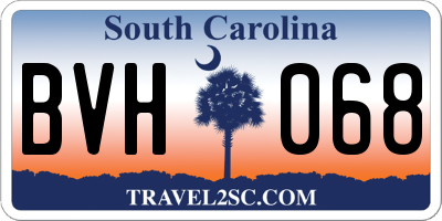 SC license plate BVH068
