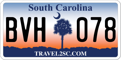 SC license plate BVH078