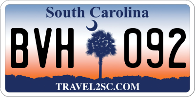 SC license plate BVH092
