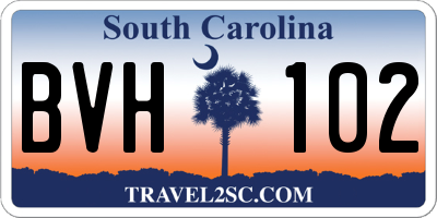 SC license plate BVH102