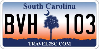 SC license plate BVH103