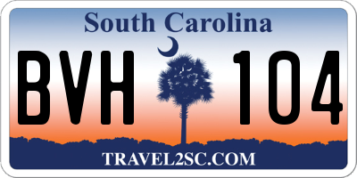 SC license plate BVH104