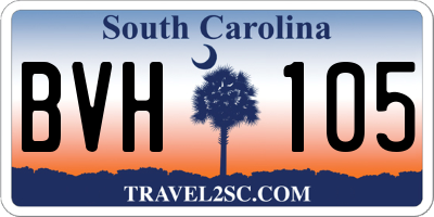 SC license plate BVH105