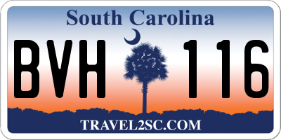 SC license plate BVH116