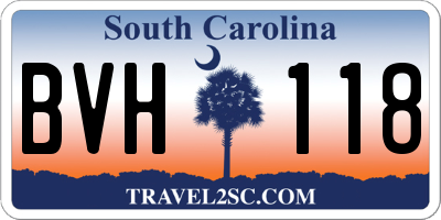 SC license plate BVH118