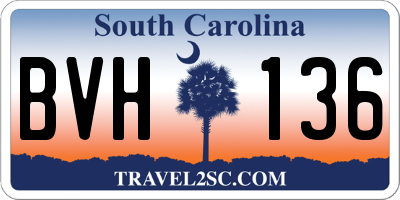 SC license plate BVH136