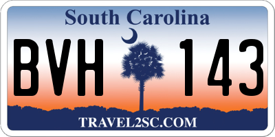 SC license plate BVH143