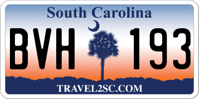 SC license plate BVH193