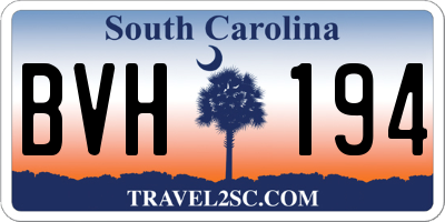 SC license plate BVH194