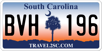SC license plate BVH196