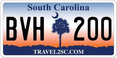 SC license plate BVH200