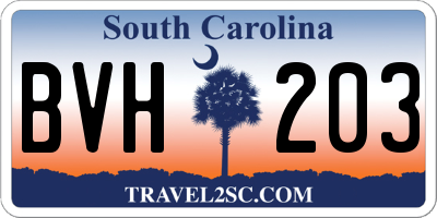 SC license plate BVH203