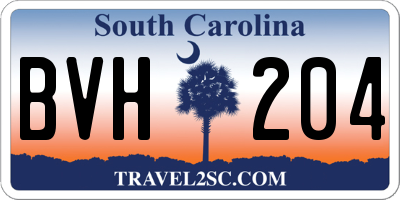 SC license plate BVH204