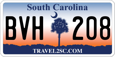 SC license plate BVH208