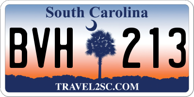 SC license plate BVH213