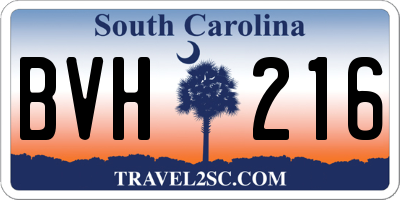 SC license plate BVH216