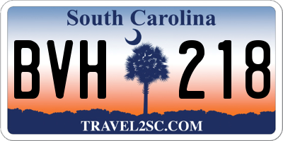 SC license plate BVH218