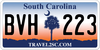SC license plate BVH223