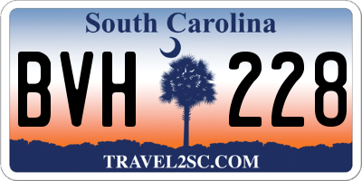SC license plate BVH228
