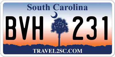 SC license plate BVH231