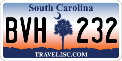 SC license plate BVH232