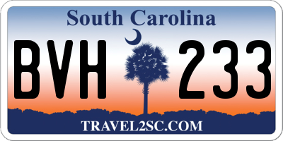 SC license plate BVH233
