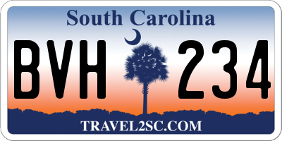 SC license plate BVH234