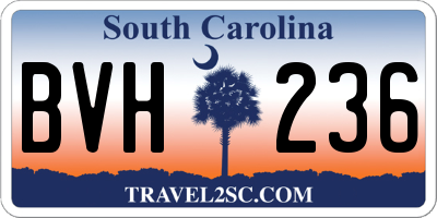 SC license plate BVH236
