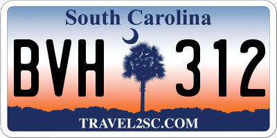 SC license plate BVH312