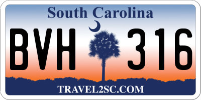 SC license plate BVH316