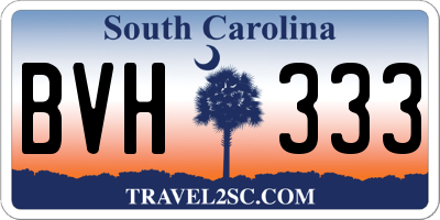 SC license plate BVH333