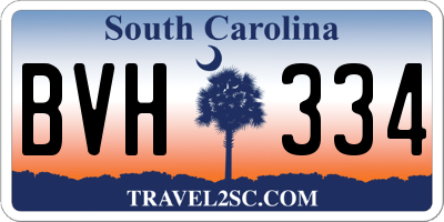 SC license plate BVH334